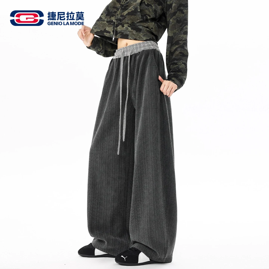 【敖瑞鹏代言】GENIOLAMODE复古秋冬男女同款宽松直筒潮牌休闲长裤