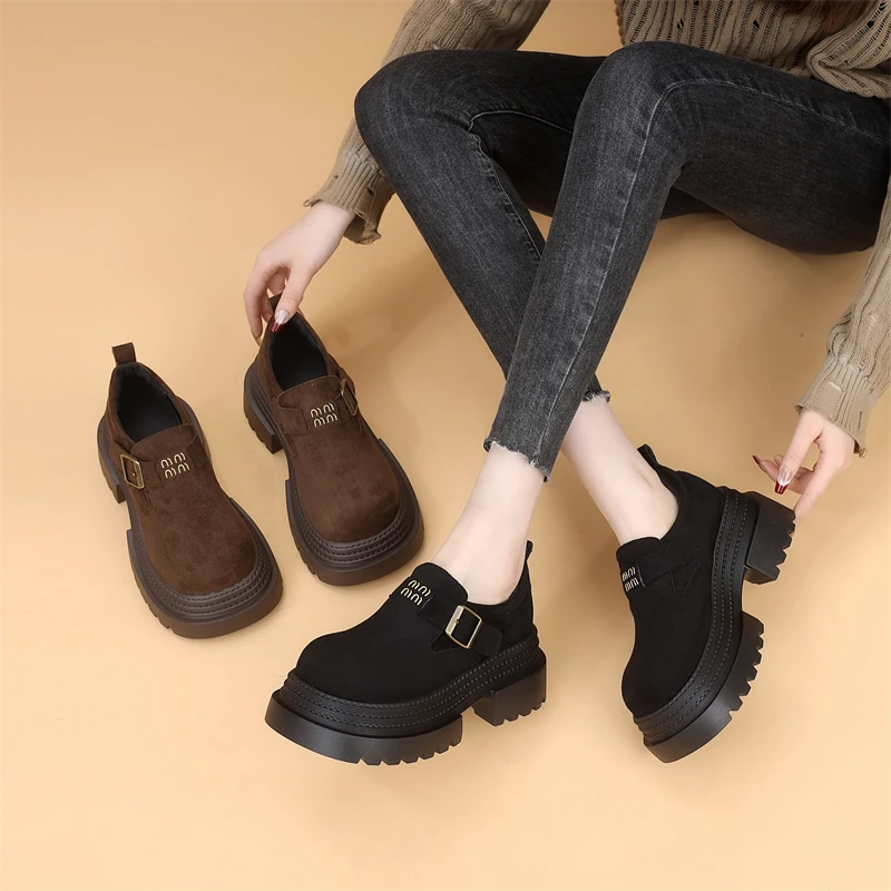 复古厚底英伦风乐福鞋女春季新款jk潮牌英伦甜酷圆头显瘦女士单鞋