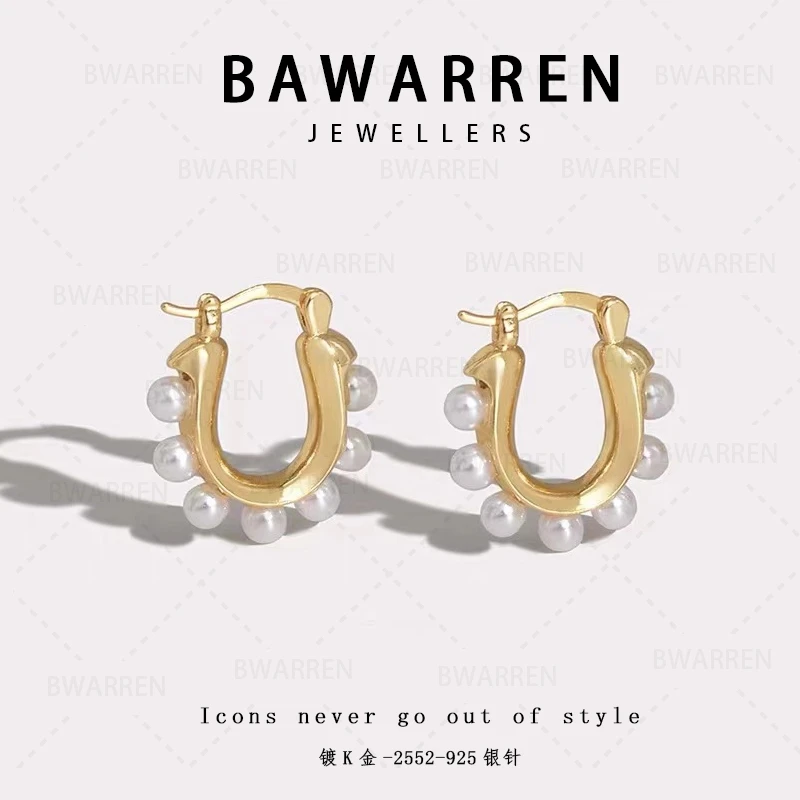 Bawarren 2552-精致耳环小众欧美优雅法式长款