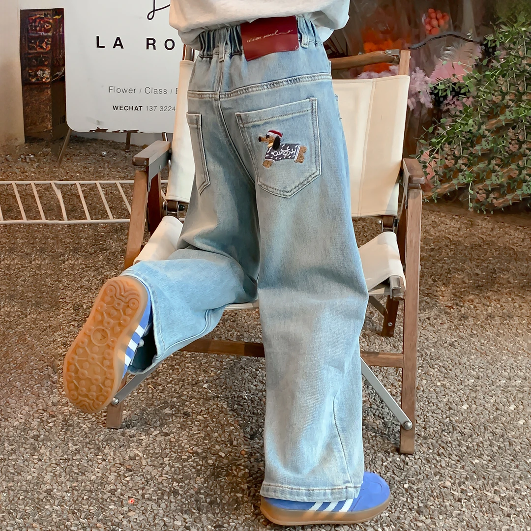女童春秋款牛仔裤2025春季新款时尚百搭女孩春季直筒牛仔裤Q13038