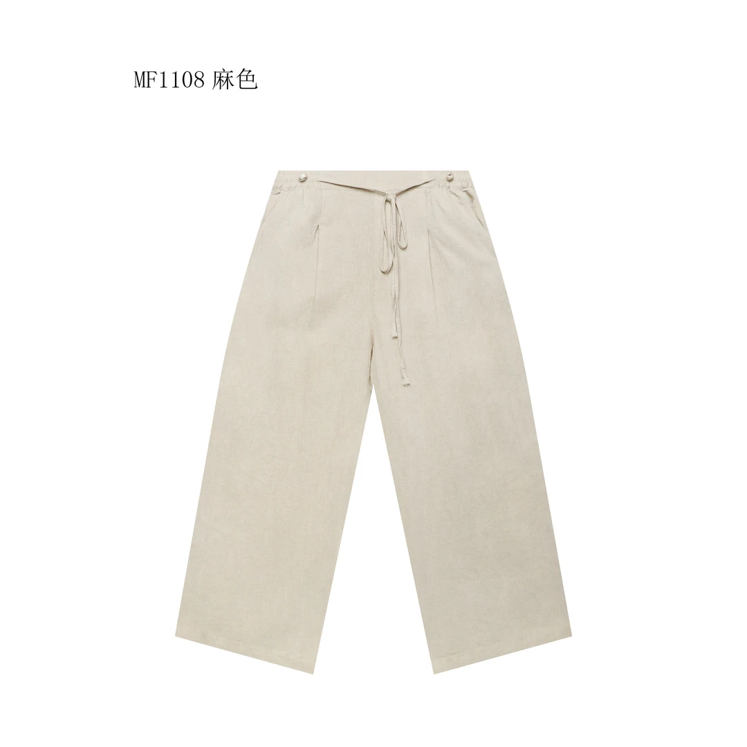 【麻訪家】MF1108麻色文艺复古宽松休闲百搭直筒裤