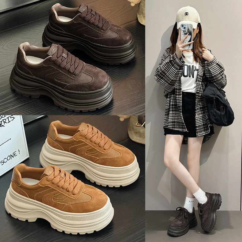 爆款德训鞋女厚底2025秋新款小个子增高轻便软底德训鞋百搭阿甘鞋