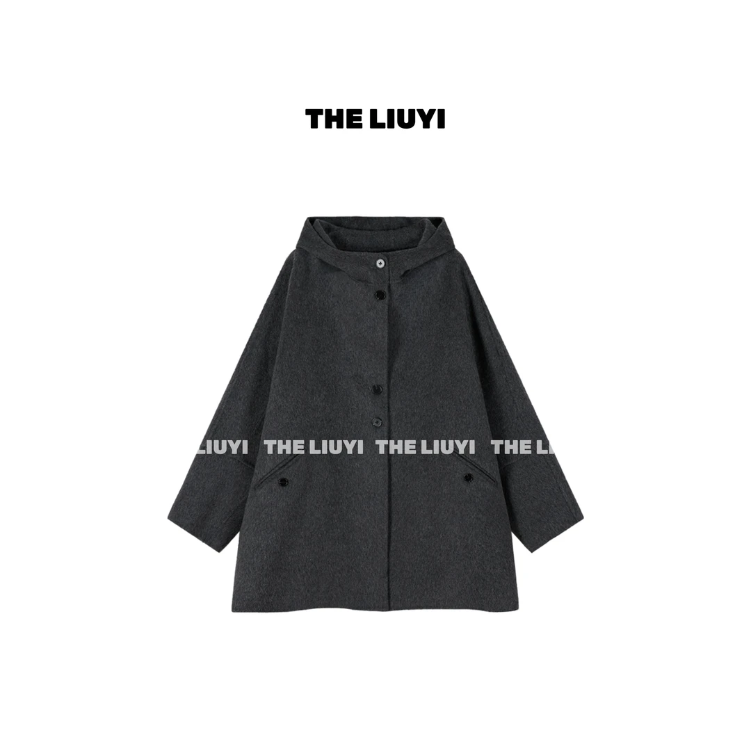 【LIUYI】富士山下~100全羊毛高定连帽双面呢大衣59059