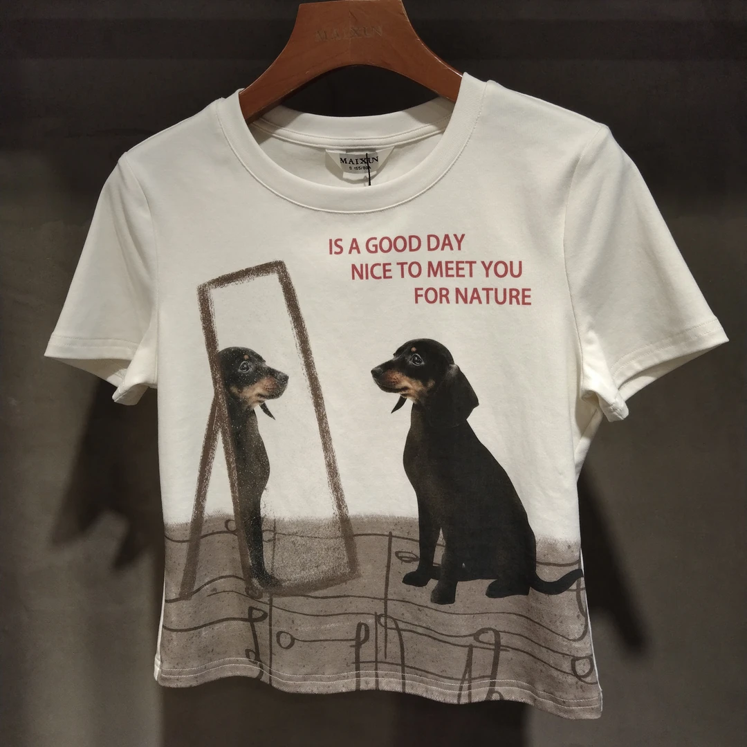 麦寻25夏季新款常规短袖休闲风新潮风T恤修身型杂志风宽松型