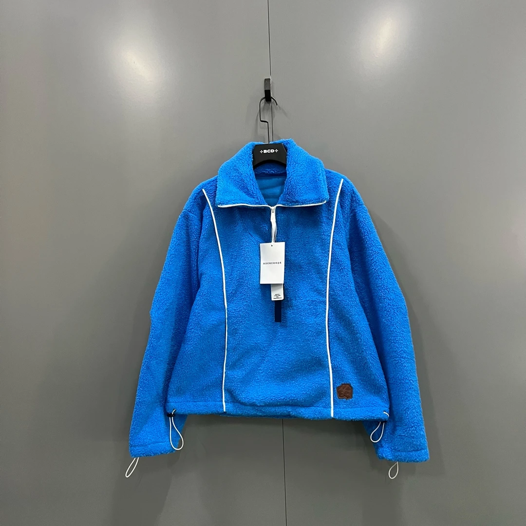99新 maje (ll) ADER 蓝色仿羊羔绒半拉链外套 A2码 011480