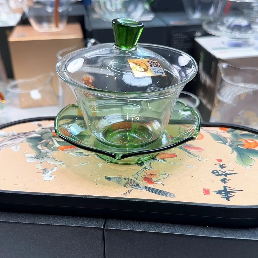 禾器湖绿色荷叶盖碗