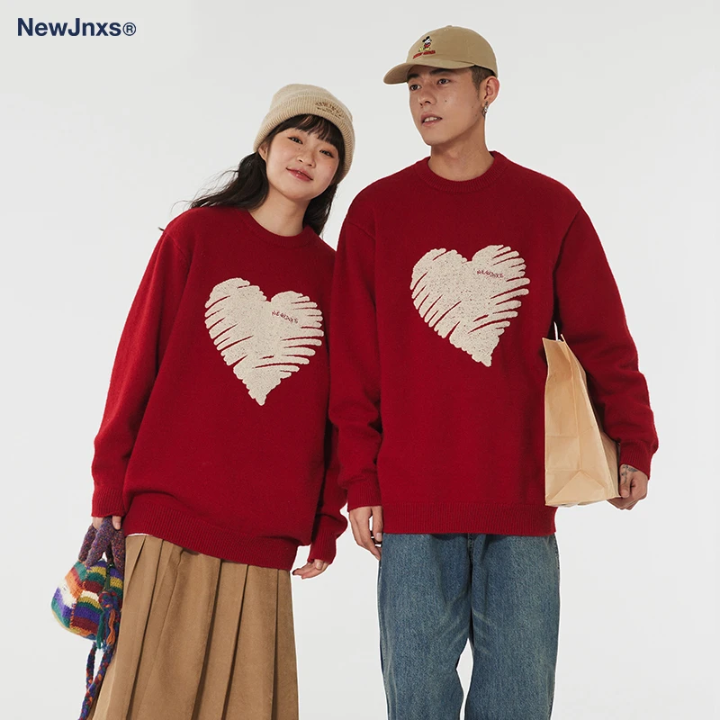 【交个朋友专属】NEWJNXS绣红色爱心情侣款毛衣针织外套JNXS2668