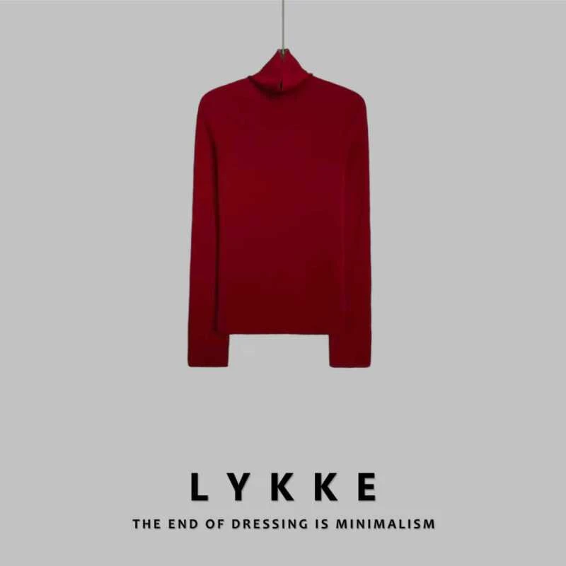 LYKKE 25新款无缝羊毛羊绒高领舒适百搭高级细针织打底衫-E403