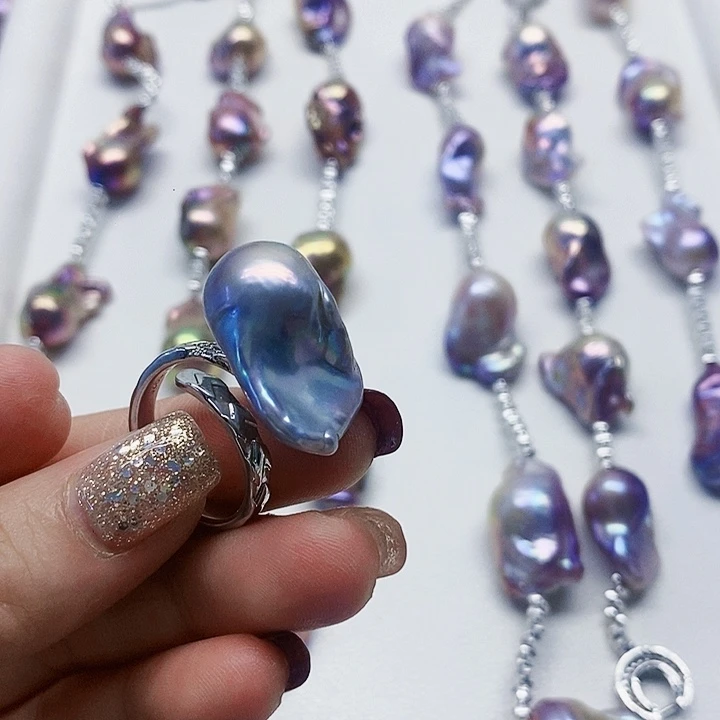 银S925镶嵌耳饰淡水珍珠风****过