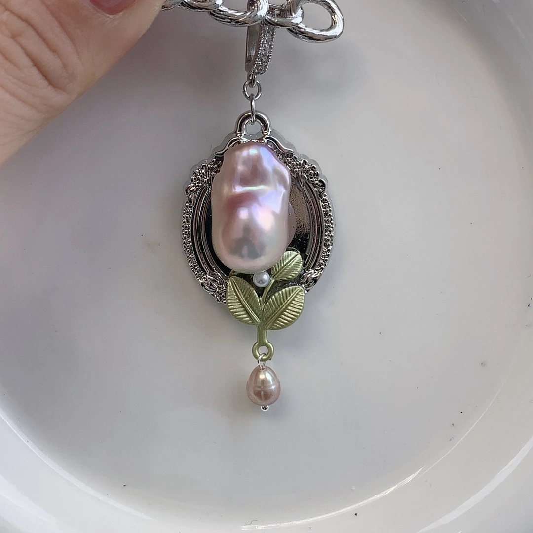 银S925镶嵌耳饰淡水珍珠13