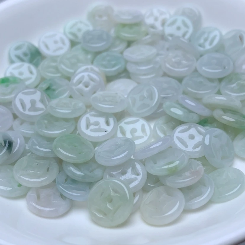 【闪购商品】未镶嵌手链翡翠卡10冰绿白金钱扣50个