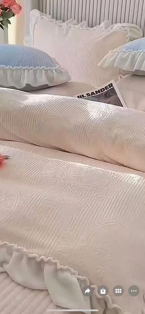 牛奶绒雕花花边单被套