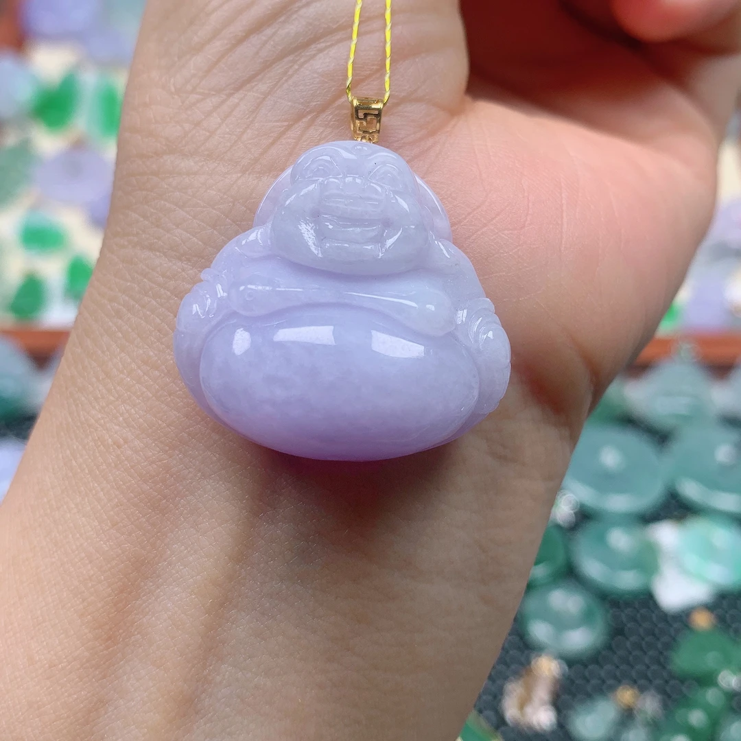 缅甸天然A货翡翠，紫罗兰佛公 编号29/506尺寸27.8-29.6-11.8