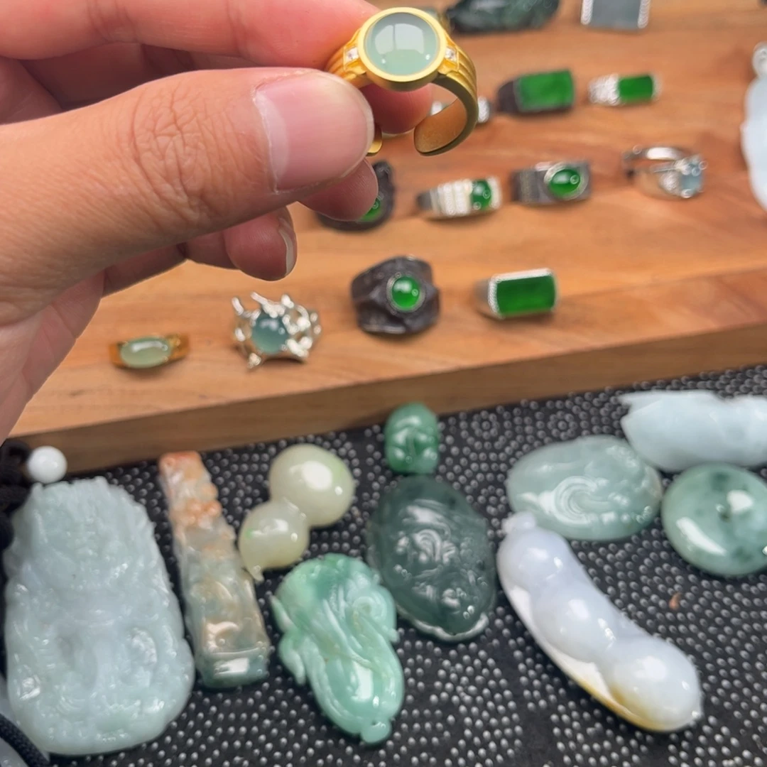 山***观翡翠银S925镶嵌戒指