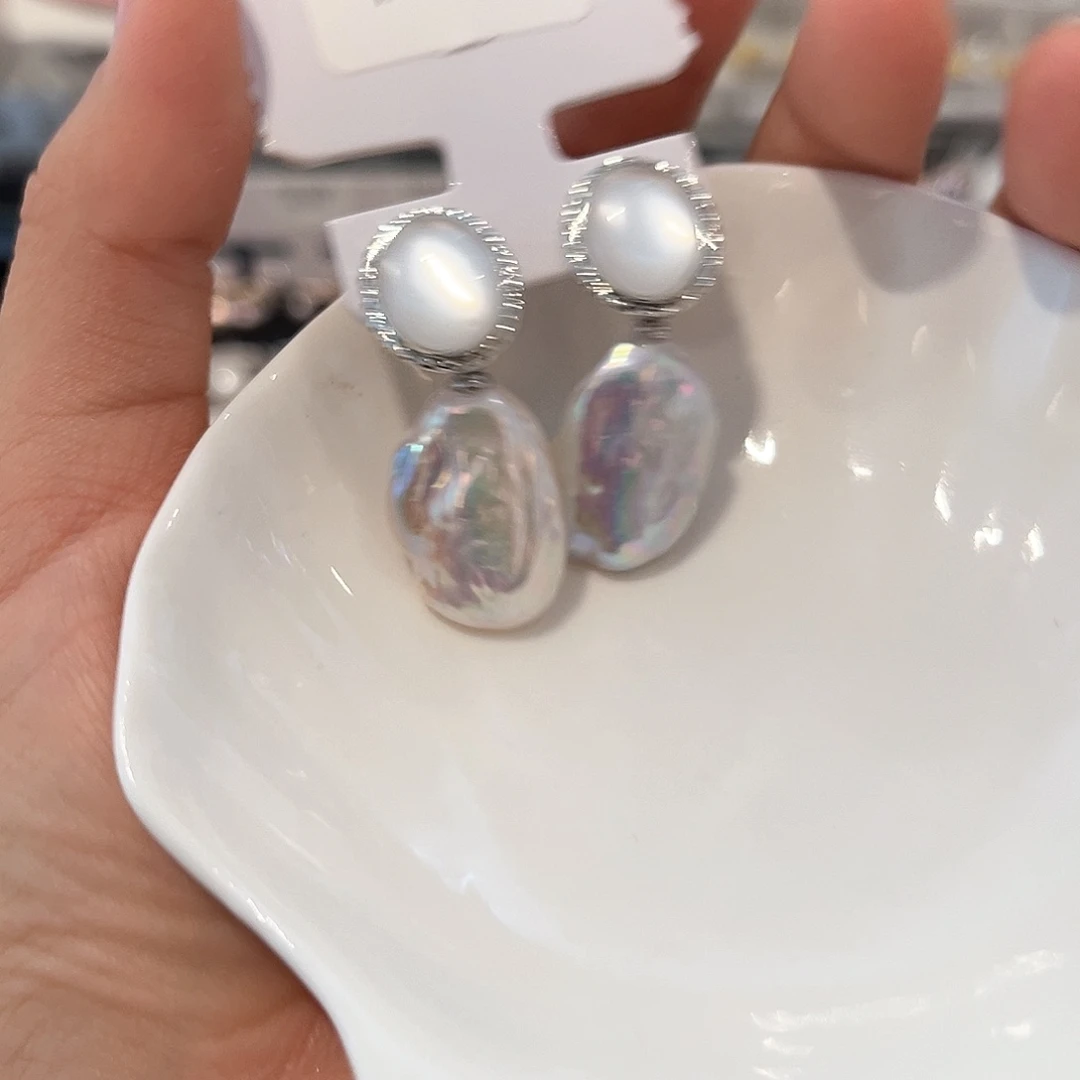 合金淡水珍珠耳饰