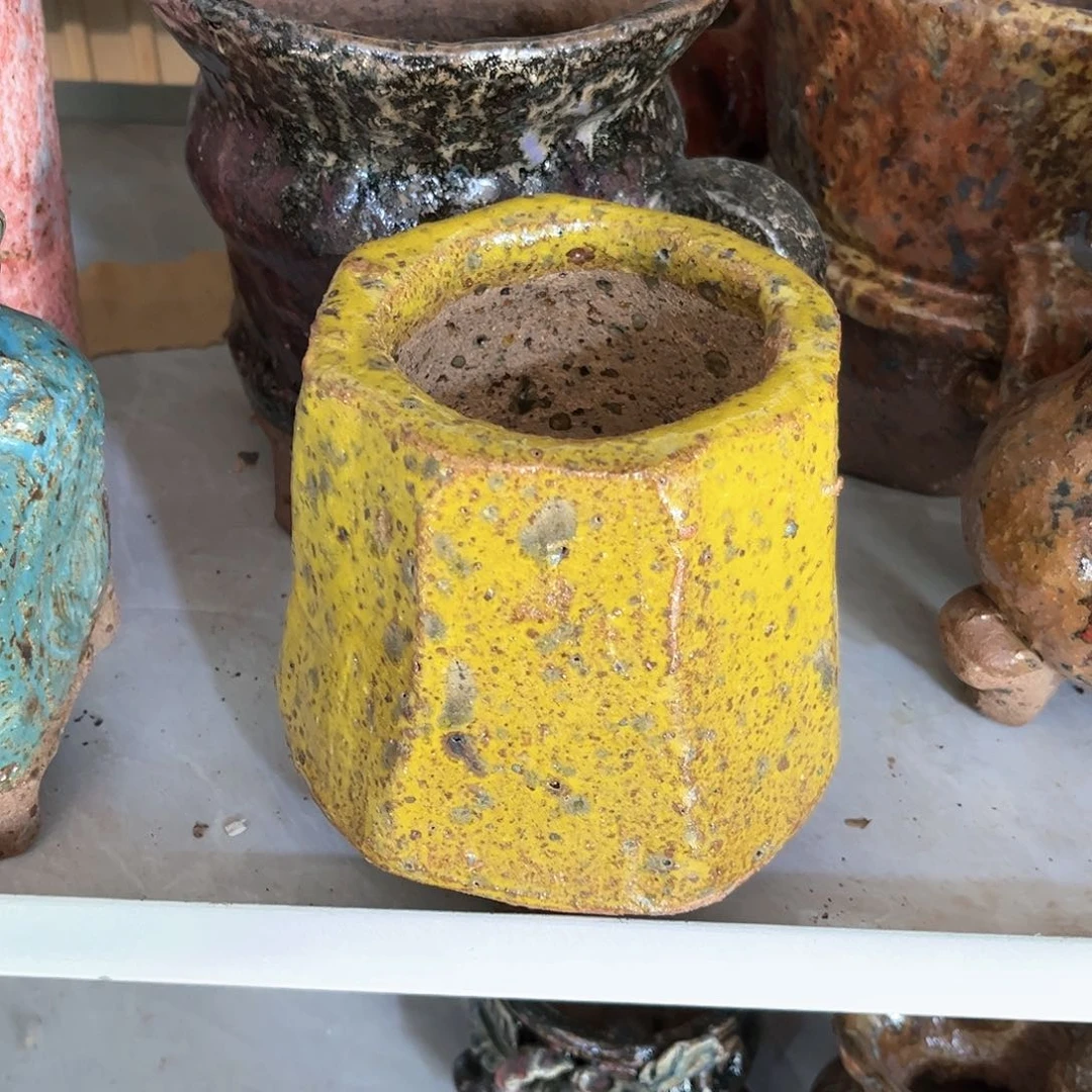 泥塑古镇炻陶花盆