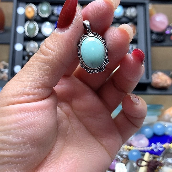 水晶水晶吊坠银S925镶嵌?****࿐