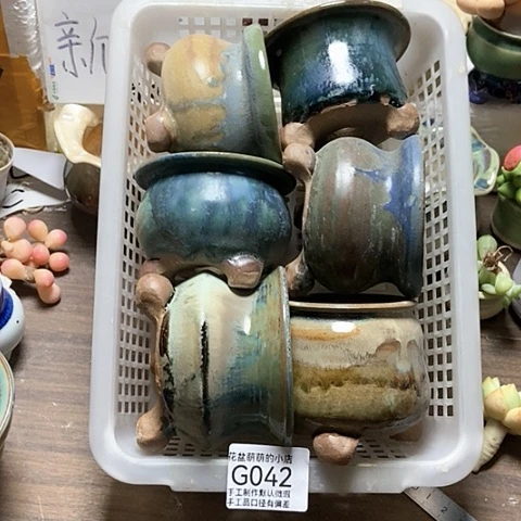 紫砂花盆042微瑕品口径7厘米左右的