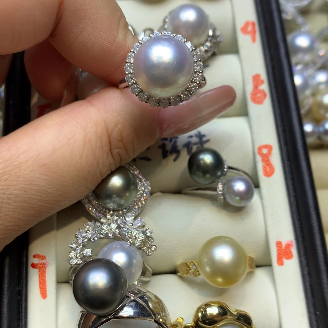 银S925镶嵌戒指海水珍珠