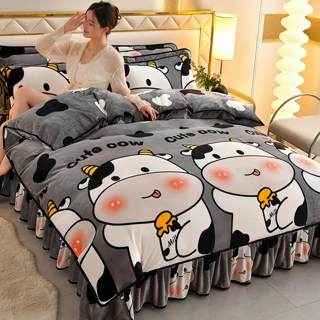 加绒牛奶绒被套单件冬季单人宿舍加厚保暖双面法兰绒珊瑚绒被罩