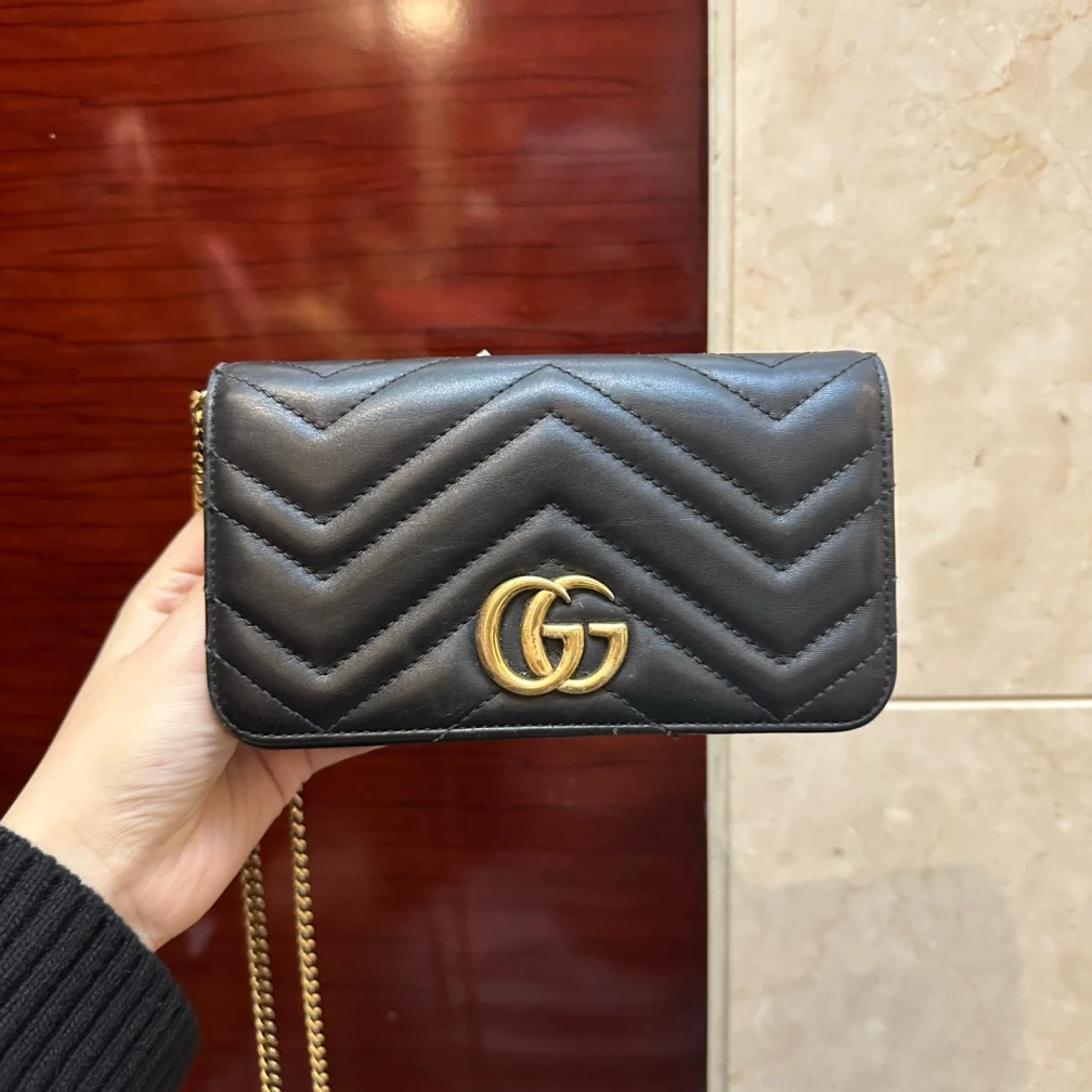 95新 GUCCI/古驰 黑色斜挎包yy 1734 0341