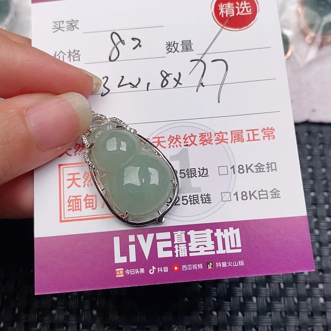 颈饰银S925镶嵌翡翠蓝*叶