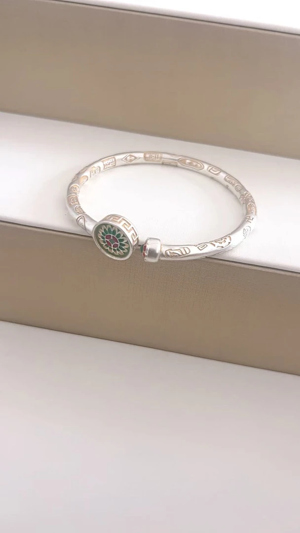 非金属珐琅手镯 银制品，999.9银