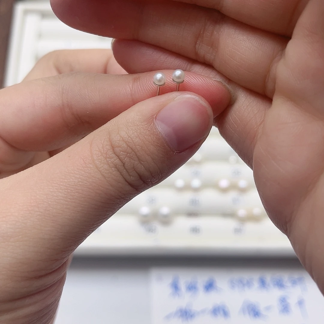 淡水珍珠耳饰银S925镶嵌?****?