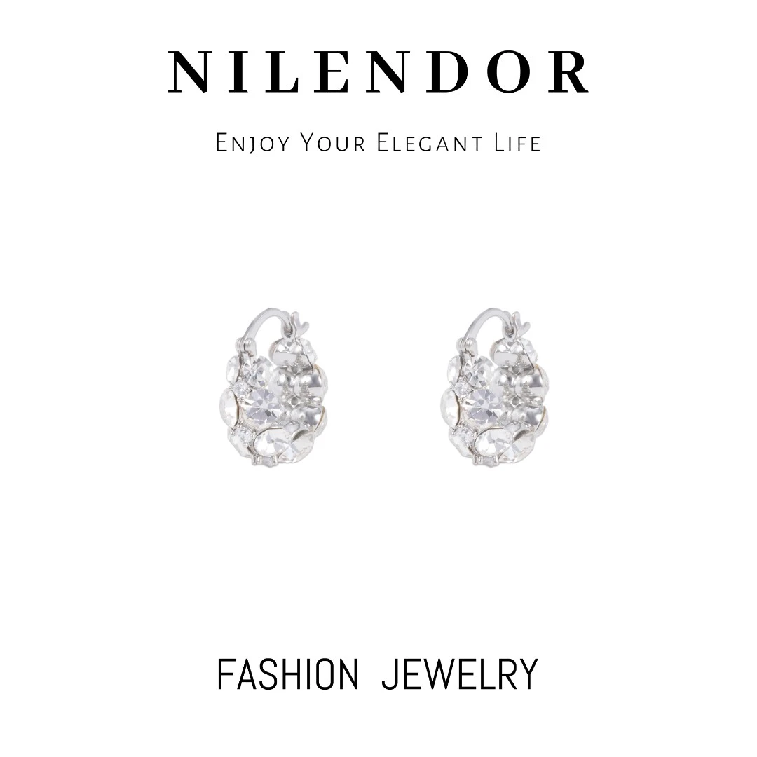 铜合金耳饰 ES-92轻奢高级感闪闪水钻甜酷个性精致耳钉