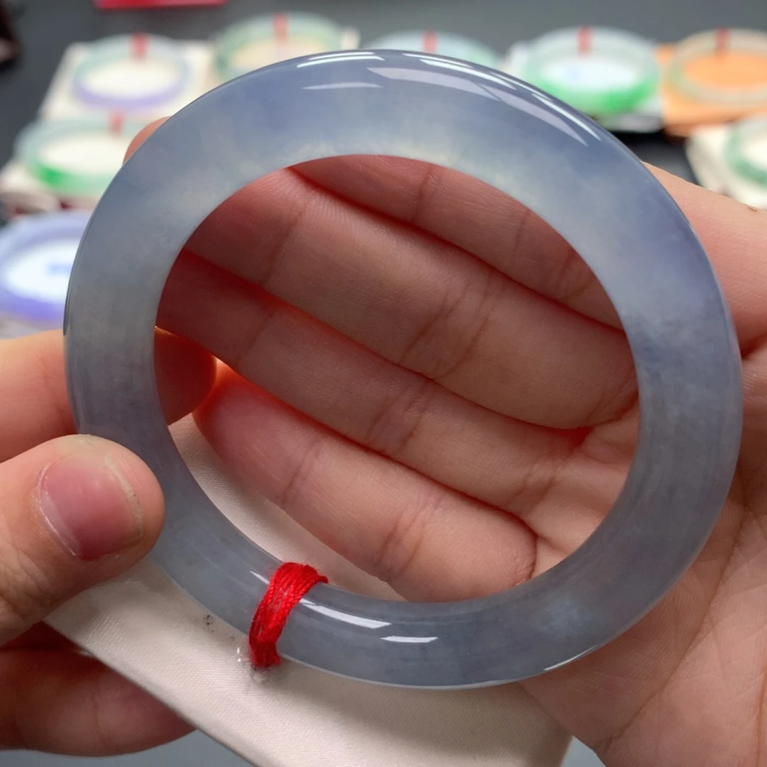 翡翠未镶嵌手镯38号冰紫毕业