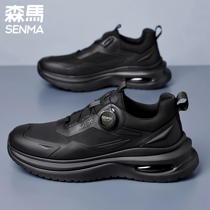 SENMA/森马男鞋冬季2025新款透气网面运动休闲跑步气垫黑色老爹鞋