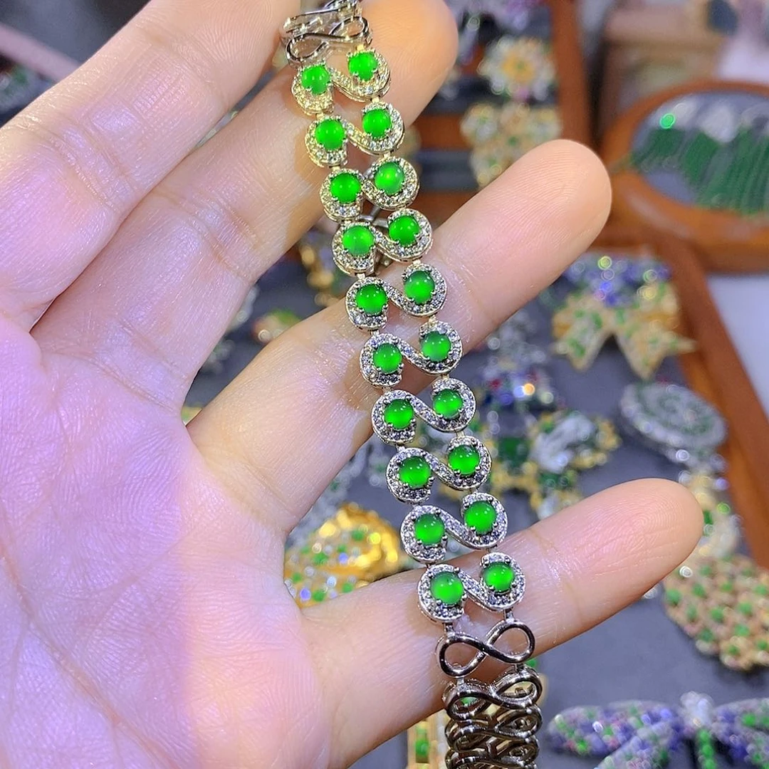 颈饰银S925镶嵌翡翠