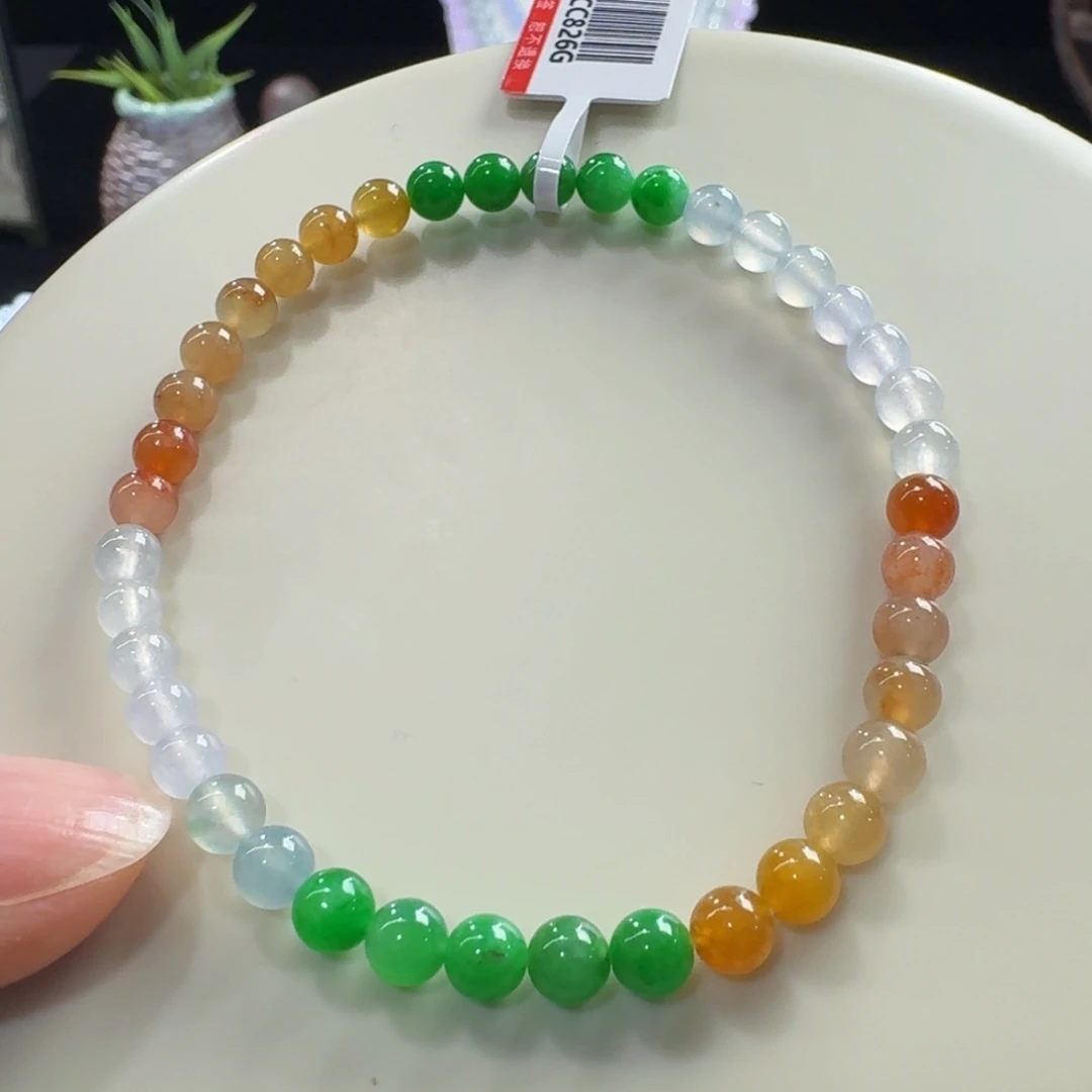 未镶嵌手链翡翠小高冰浓彩多宝小米珠4.7mm