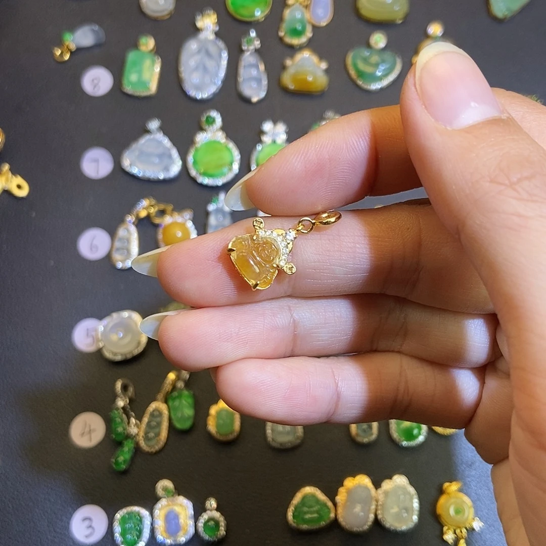 橙***香翡翠银S925镶嵌吊坠(不含链)