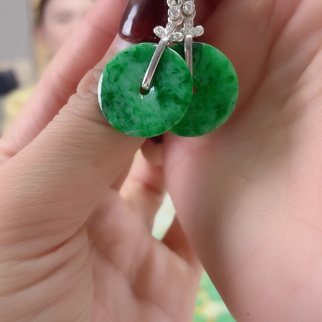 翡翠银S925镶嵌耳饰翡翠
