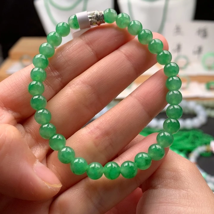 俺***宝翡翠未镶嵌手链天然缅甸A货翡翠