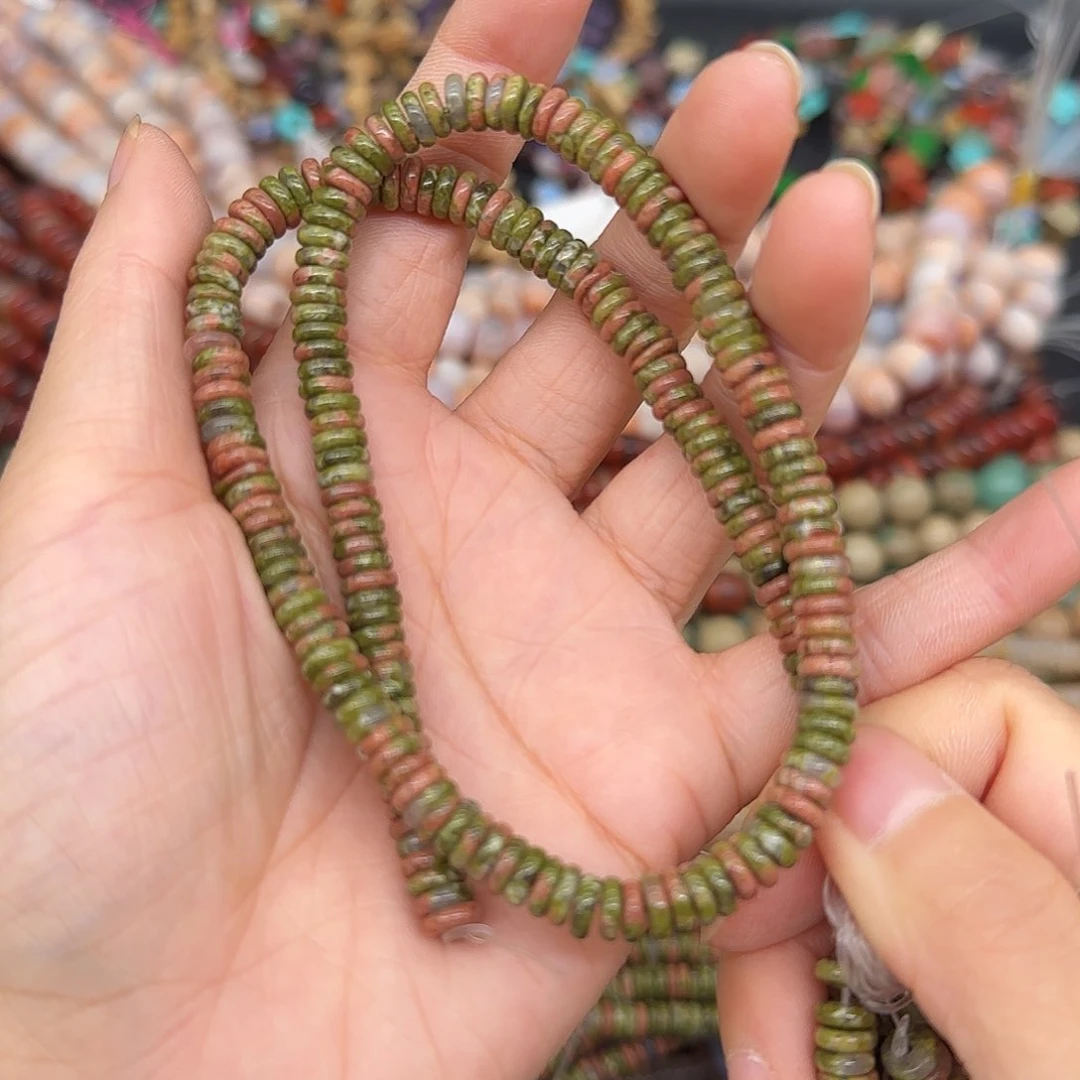 玛瑙/玉髓合金珠宝半成品花绿宝6mm算盘一条
