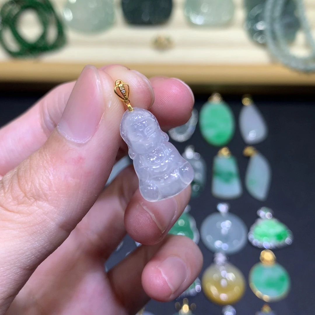 翡翠18K金镶嵌吊坠(不含链)