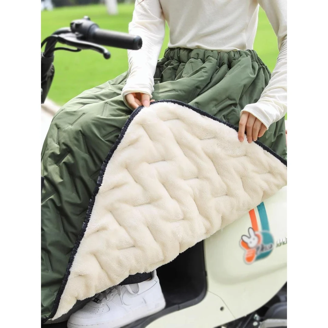 品牌精选冬季电动车挡风裙护腿加绒加厚防水护膝保暖骑车防风裙男