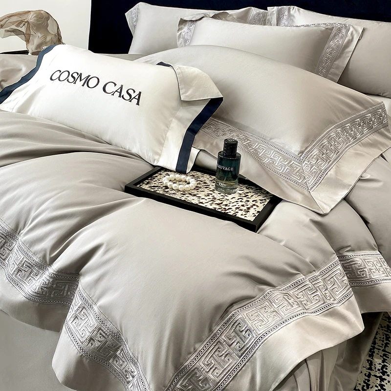 高级感A类母婴级全棉长绒棉四件套夏季纯棉被套床单轻奢床上用品4