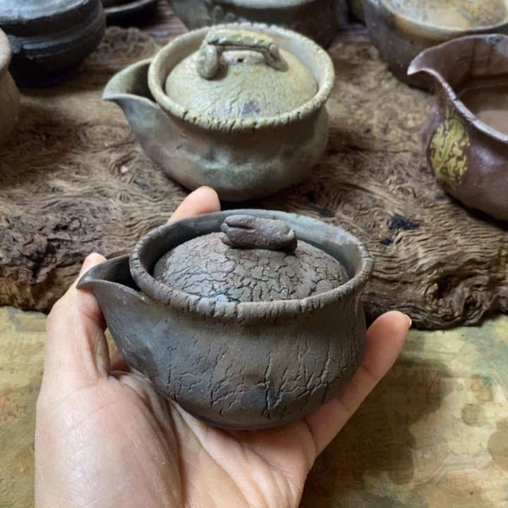 梳***子全手捏柴烧宝瓶瑕疵