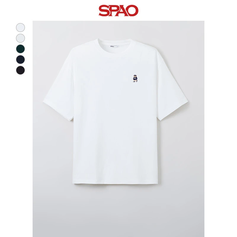 【Woodie】SPAO情侣款休闲小熊刺绣基础款短袖T恤夏季SPRPF24C41