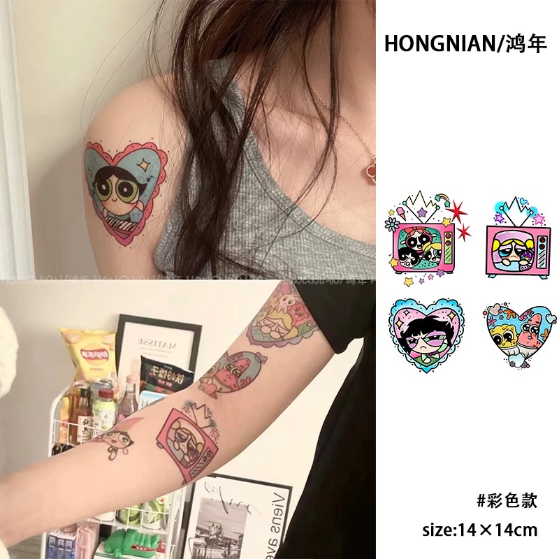 飞天小女警 可爱卡通纹身贴杨幂同款少女心防水持久ins风逼真贴纸