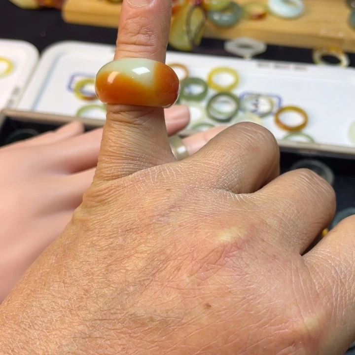 蛇纹石玉合金戒指16.5