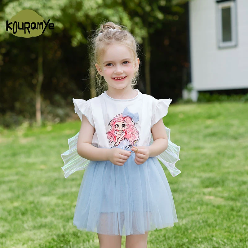 酷娃米2025年夏季新款人鱼公主翅膀背带套装40116