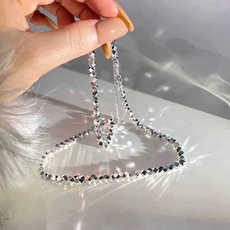 坠链均足银 坠链均足银碎银子几两设计感项链