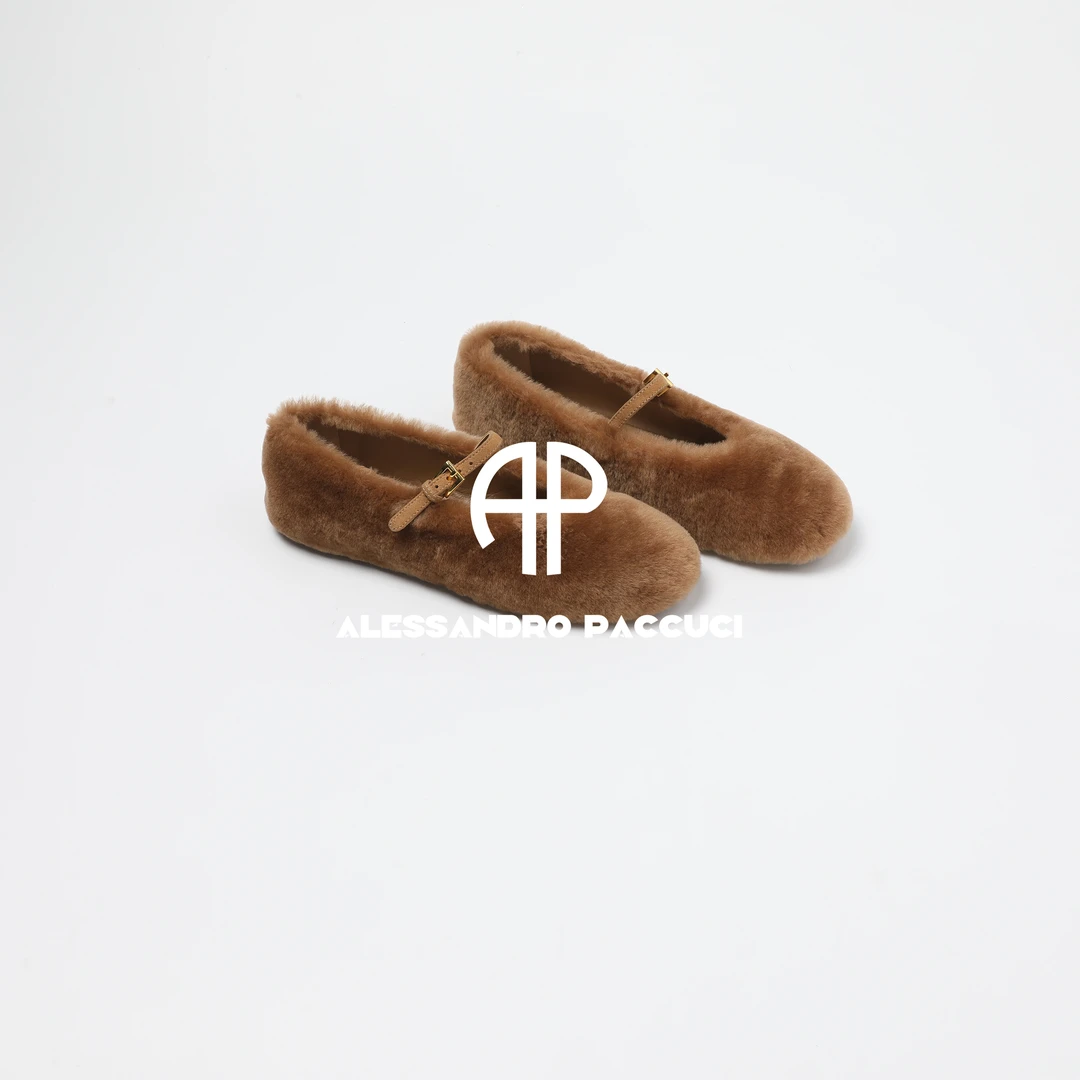 AP洛哥53123XA【茸茸玛丽珍】羊毛+羊皮毛茸茸时尚百搭平底单鞋