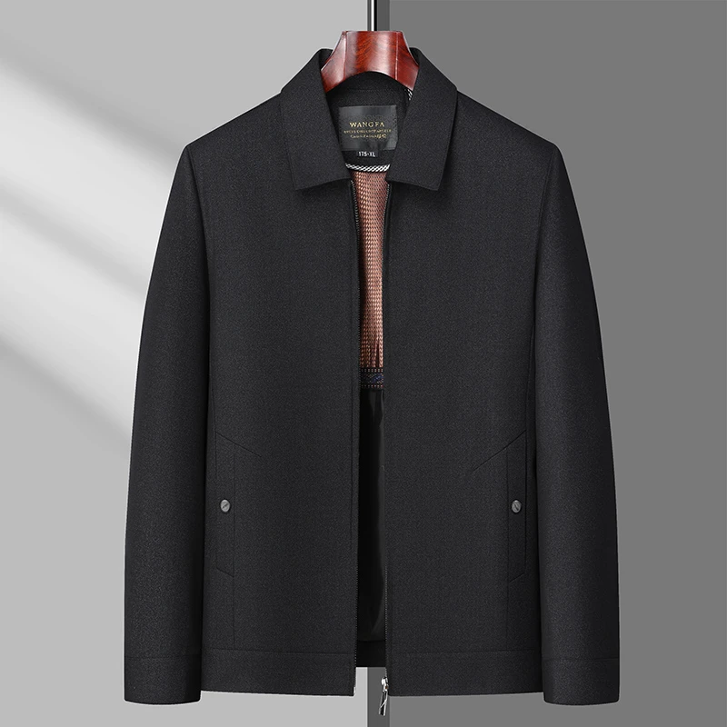 啄木鸟爸爸装外套秋季男款中老年翻领休闲夹克衫男士春秋款上衣