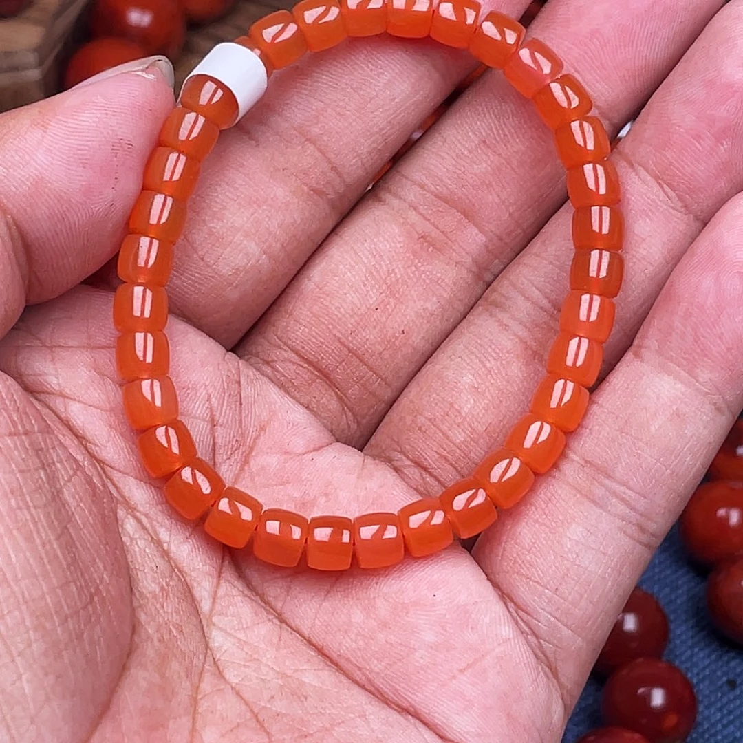 南红玛瑙未镶嵌手链南红凉山卡6樱桃红直切