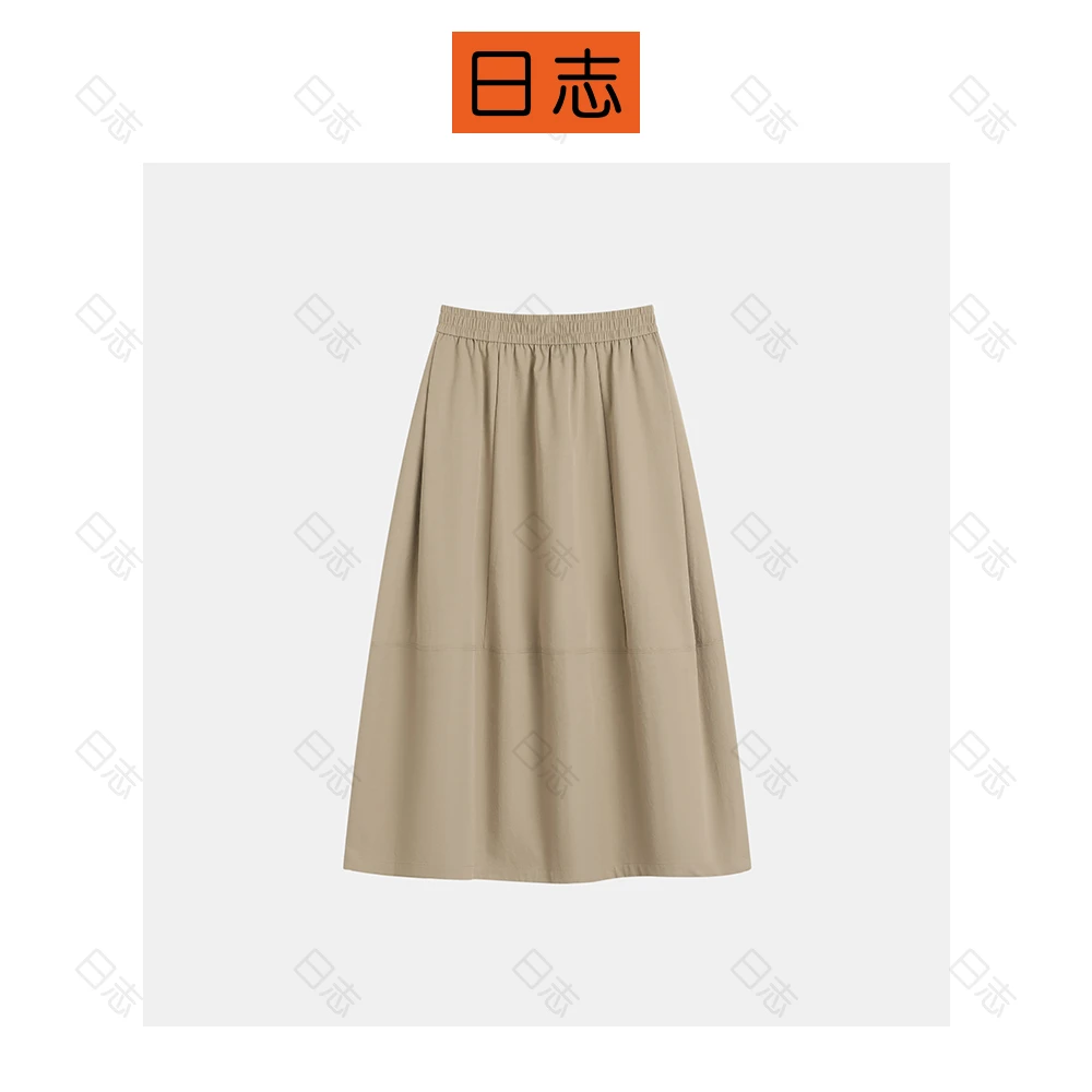 PIPO夏季新款气质高腰A字显瘦百搭花苞纯色半身裙女DD52Q430